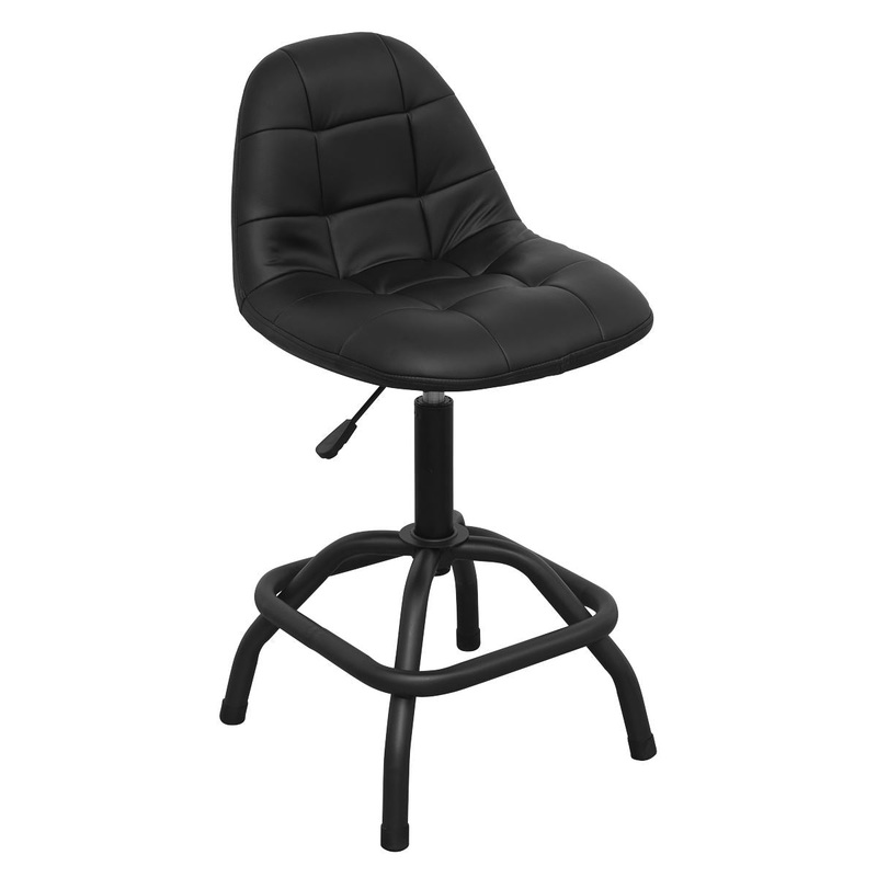 Sealey Premier Industrial Premier Industrial Pneumatic Workshop Stool with Adjustable Height Swivel Seat & Back Rest