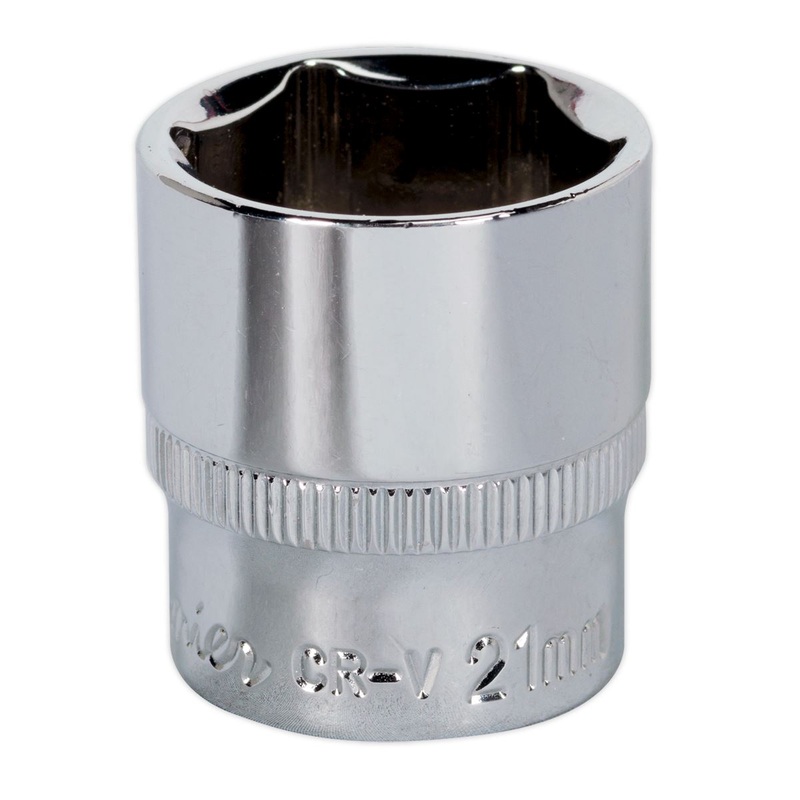 Sealey Premier WallDrive Socket 21mm 3/8"Sq Drive Fully Polished