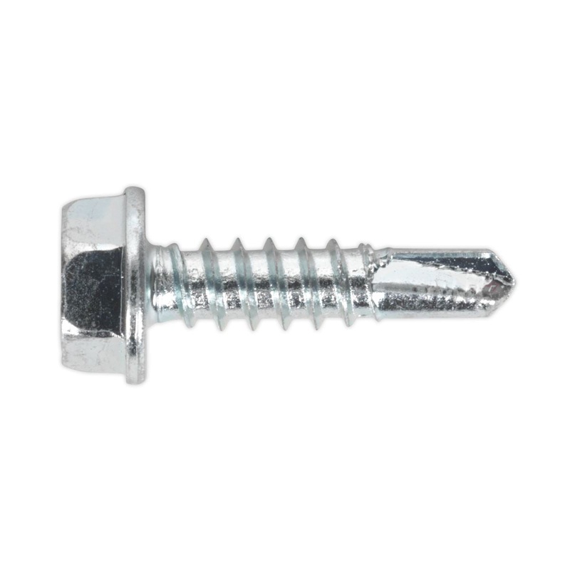 Sealey Self-Drilling Screw 4.8 x 19mm Hex Head Zinc Pack of 100
