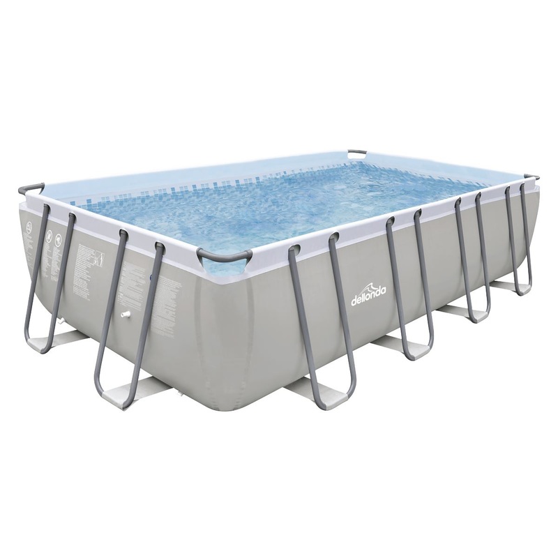Dellonda 18ft Deluxe Steel Frame Swimming Pool, Rectangular with Filter Pump