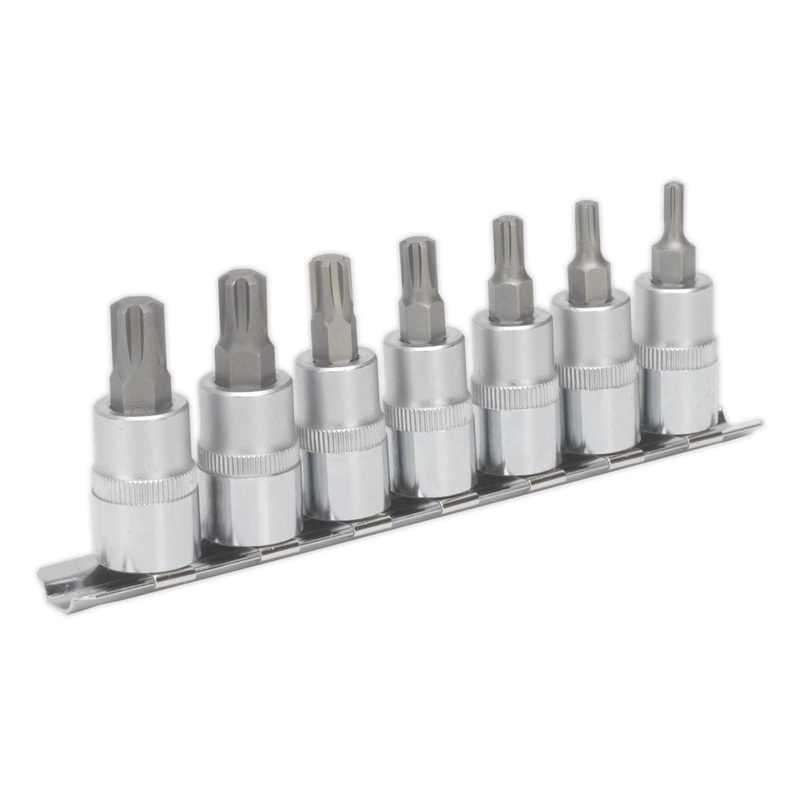 Sealey Premier Ribe Socket Bit Set 7pc 3/8"Sq Drive 50mm