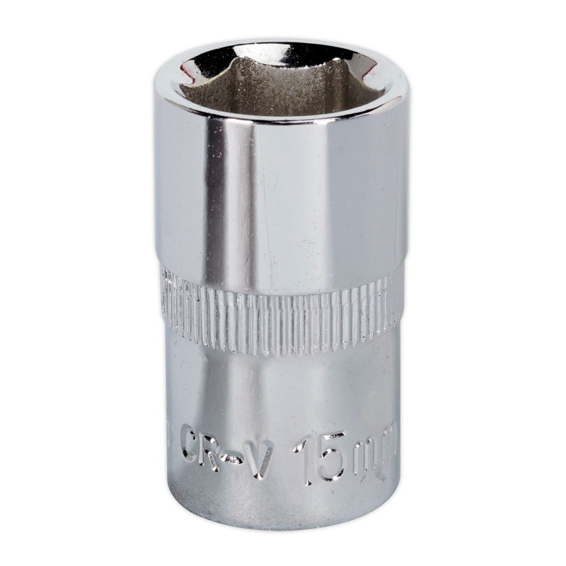 Sealey Premier WallDrive Socket 15mm 1/2"Sq Drive Fully Polished