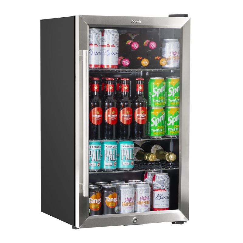 Baridi Under Counter Wine/Drink/Beverage Cooler/Fridge, Built-In Thermostat, Energy Class E, 85 Litre - Stainless Steel