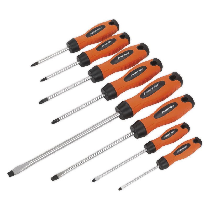 Sealey Premier Screwdriver Set 8pc Hi-Vis Orange