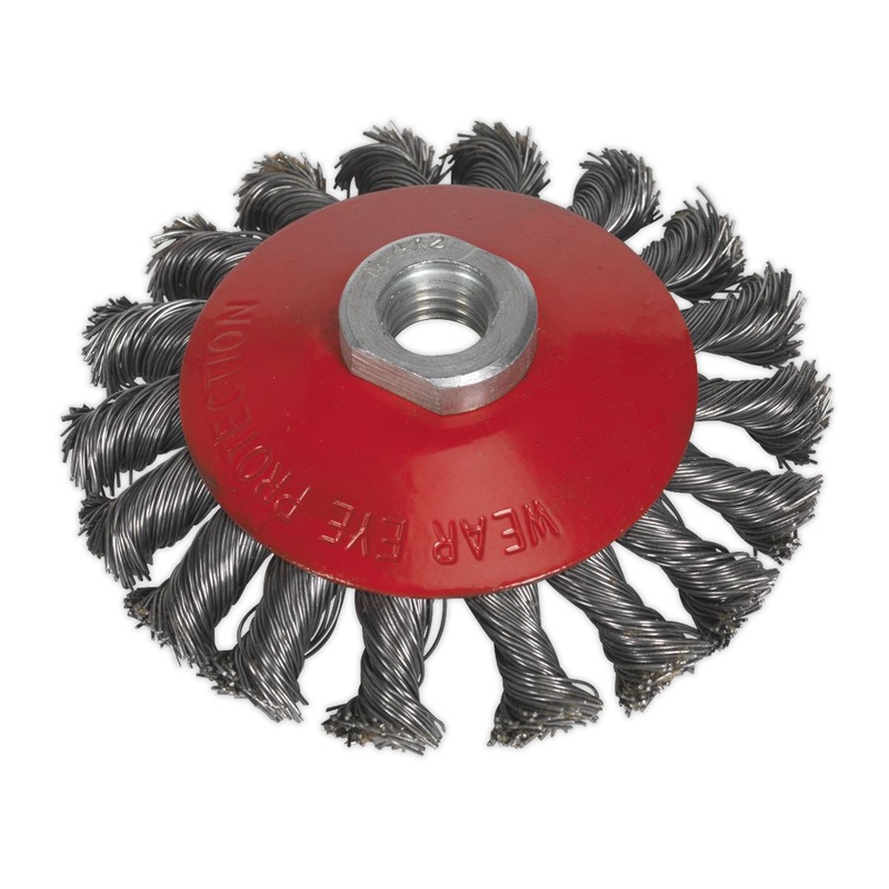 Sealey Conical Wire Brush 100mm M14 x 2mm