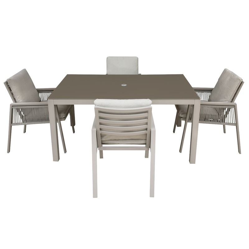 Dellonda Fusion 5 Piece Outdoor Dining Set with Weatherproof Aluminium Frame