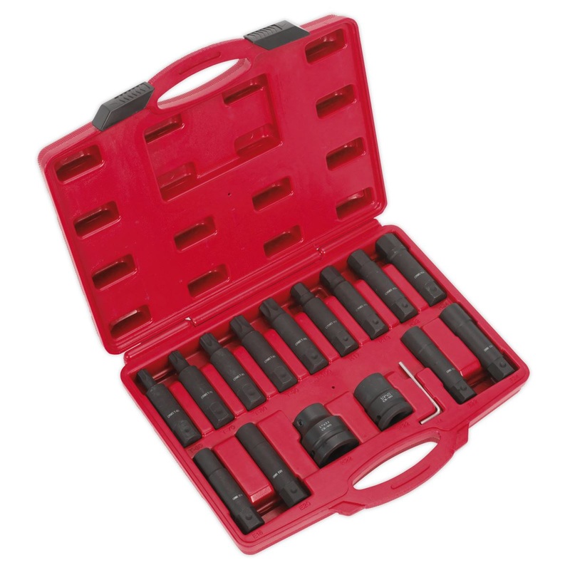 Sealey Impact Hex, TRX-Star* & TRX-Star* Female Socket Bit Set 16pc 3/4" & 1"Sq Drive