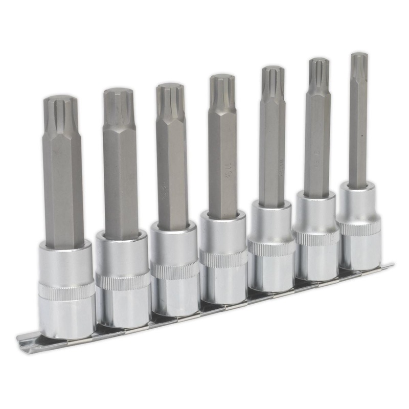 Sealey Premier Ribe Socket Bit Set 7pc 1/2"Sq Drive 100mm