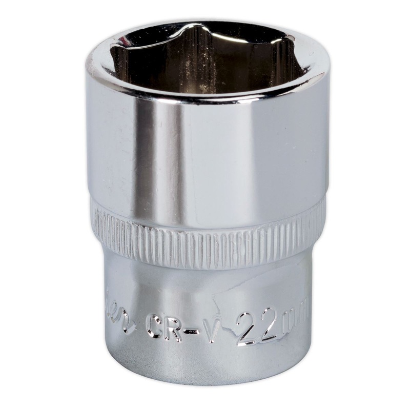 Sealey Premier WallDrive Socket 22mm 1/2"Sq Drive Fully Polished