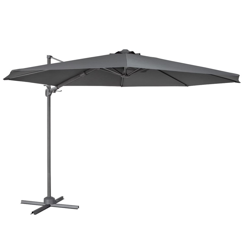 Dellonda 3m Garden/Patio Cantilever Parasol/Umbrella with Crank Handle, Tilt, 360 Rotation and Cover, Grey