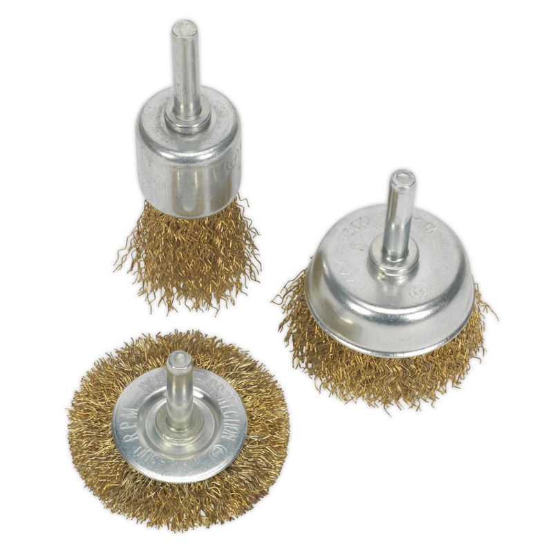 Sealey Crimped Wire Brush Set 3pc Brassed