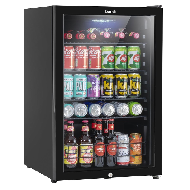 Baridi 115L Under Counter Beer, Drinks & Wine Fridge, Lock, LED Light