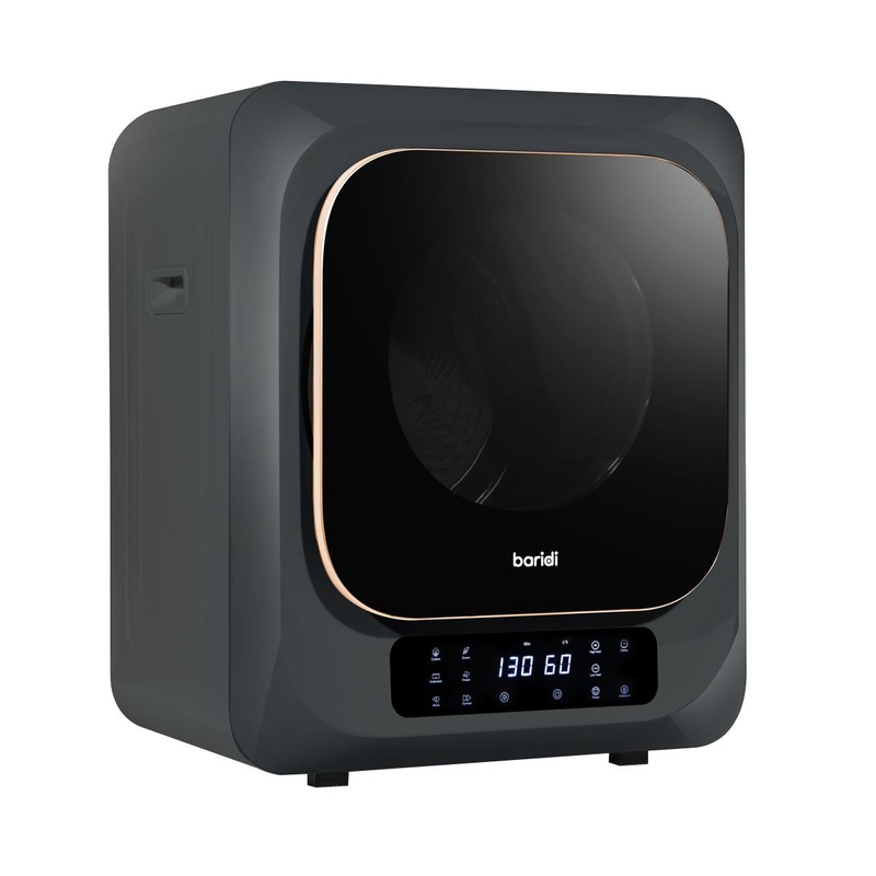 Baridi Small Tumble Dryer, Portable, 2.5kg, Vented, Perfect for Counter Top or Wall Mounted Use with Digital Controls, Compact, Black Mini Spin Dryer - DH229