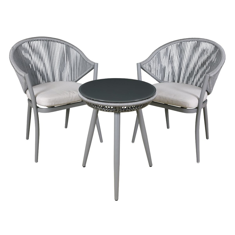 Dellonda Echo 3pc Aluminium Balcony Set with Tempered Glass Top