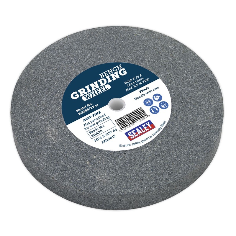 Sealey Grinding Stone 200 x 25mm 16mm Bore A60P Fine