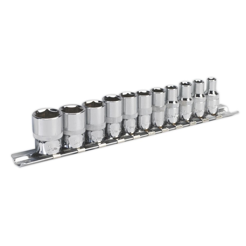 Sealey Premier Socket Set 11pc 1/4"Sq Drive WallDrive - Imperial