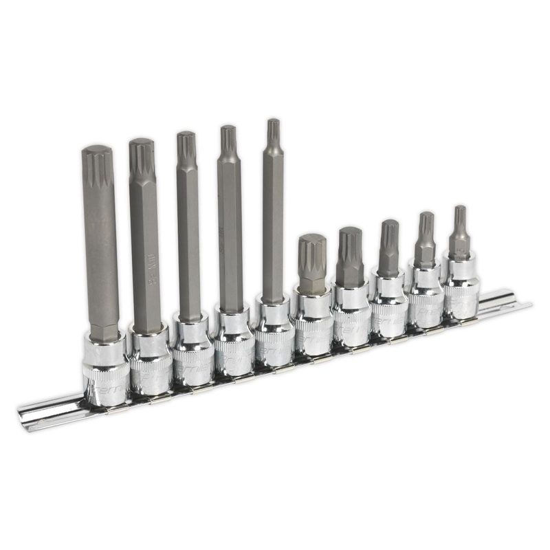 Sealey Premier Spline Socket Bit Set 10pc 3/8"Sq Drive
