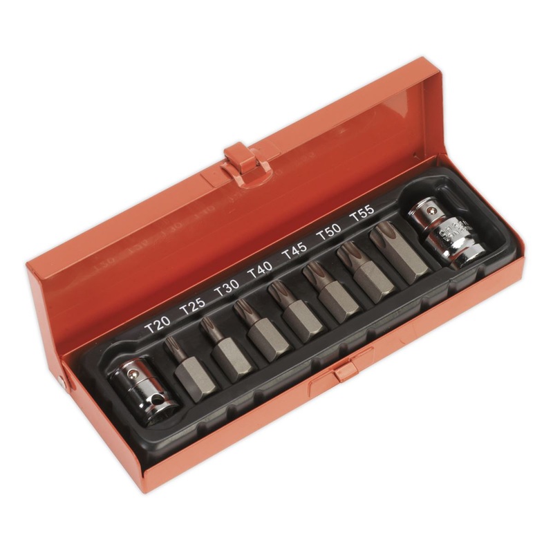 Sealey Premier TRX-Star* Bit & Holder Set 9pc 3/8" & 1/2"Sq Drive