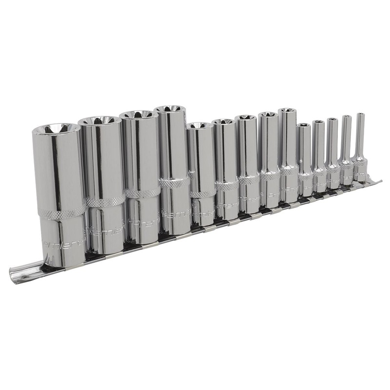 Sealey Premier TRX-Star* Socket Set 14pc Deep 1/4", 3/8" & 1/2"Sq Drive E4-E24