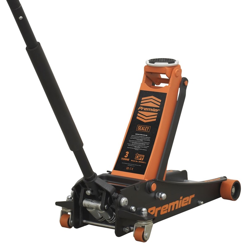 Sealey Premier Premier Low Profile Trolley Jack with Rocket Lift 3 Tonne - Orange