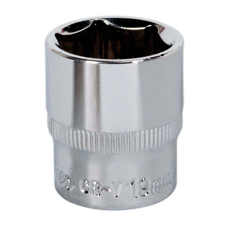 Sealey Premier WallDrive Socket 19mm 3/8"Sq Drive Fully Polished