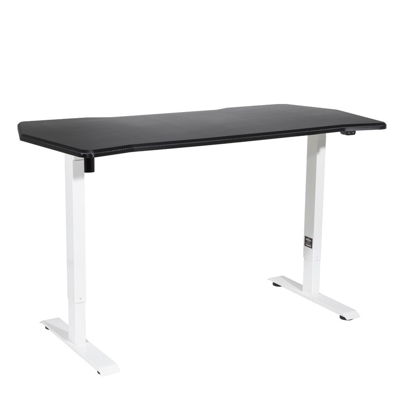 Dellonda Single Motor Height-Adjustable Electric Sit & Stand Gaming Desk with Carbon Fibre Desktop & White Frame