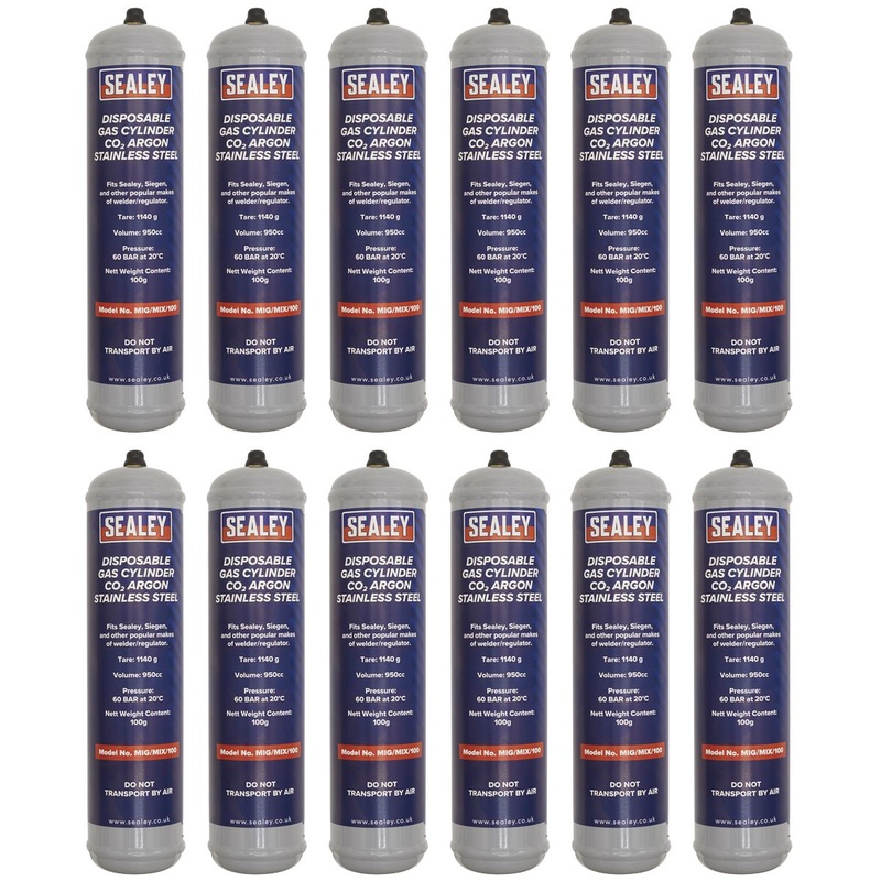 Sealey Gas Cylinder Disposable Carbon Dioxide/Argon 100g - Box of 12