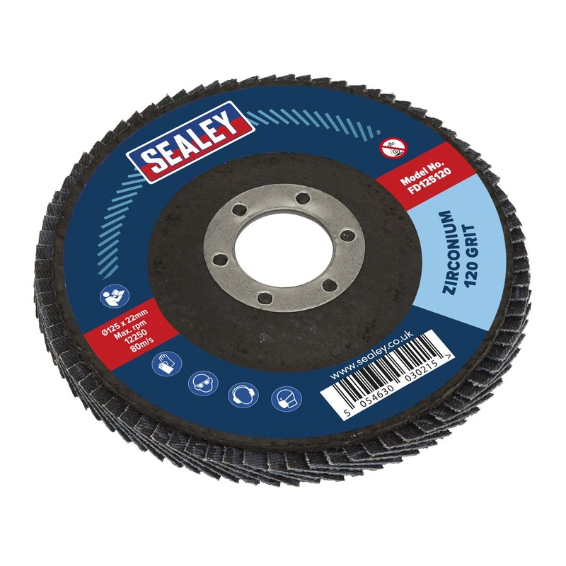 Sealey Flap Disc Zirconium 125mm 22mm Bore 120Grit