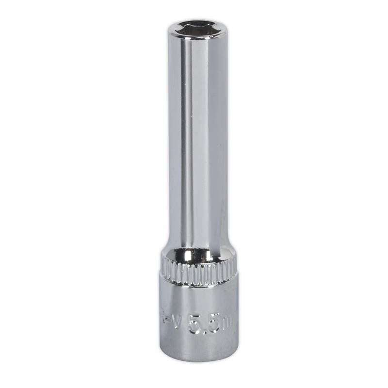 Sealey Premier WallDrive Socket 5.5mm 1/4"Sq Drive Deep Fully Polished