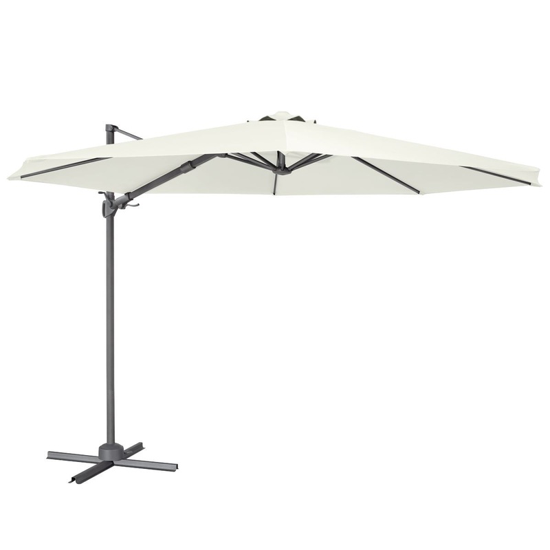 Dellonda 3m Garden/Patio Cantilever Parasol/Umbrella with Crank Handle, 360 Rotation, Tilt and Cover, Cream