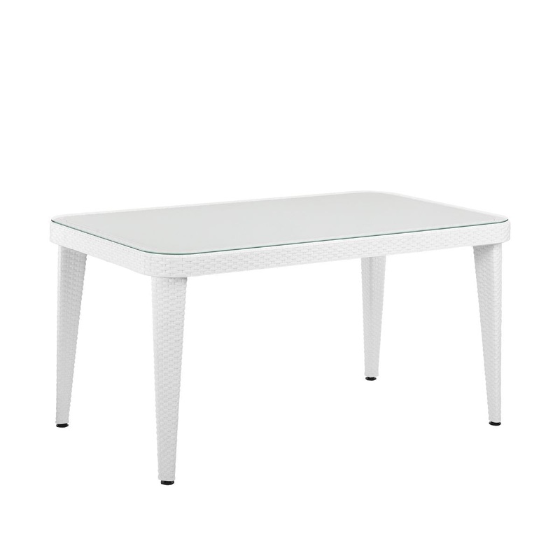 Dellonda Outdoor Dining Table Weather Resistant Body Glass Table 90x150cm