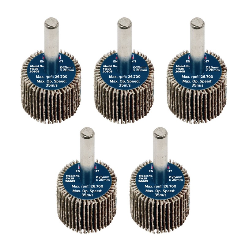 Sealey Abrasive Flap Wheel 25 x 20mm 6mm Shaft 60Grit - Pack of 5