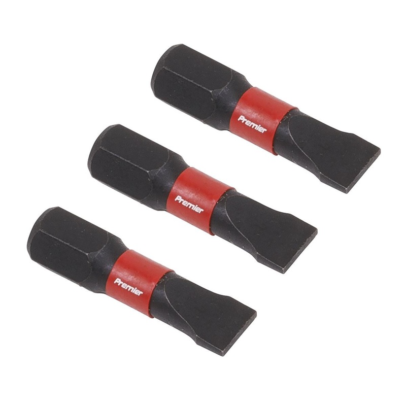 Sealey Premier Slotted 6.5mm Impact Power Tool Bits 25mm - 3pc