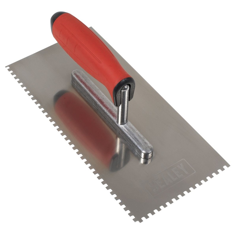 Sealey Stainless Steel 270mm Notched Trowel - Rubber Handle - 4mm