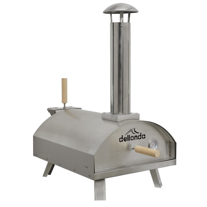 Dellonda 14" Portable Wood-Fired Pizza & Smoking Oven - Stainless Steel