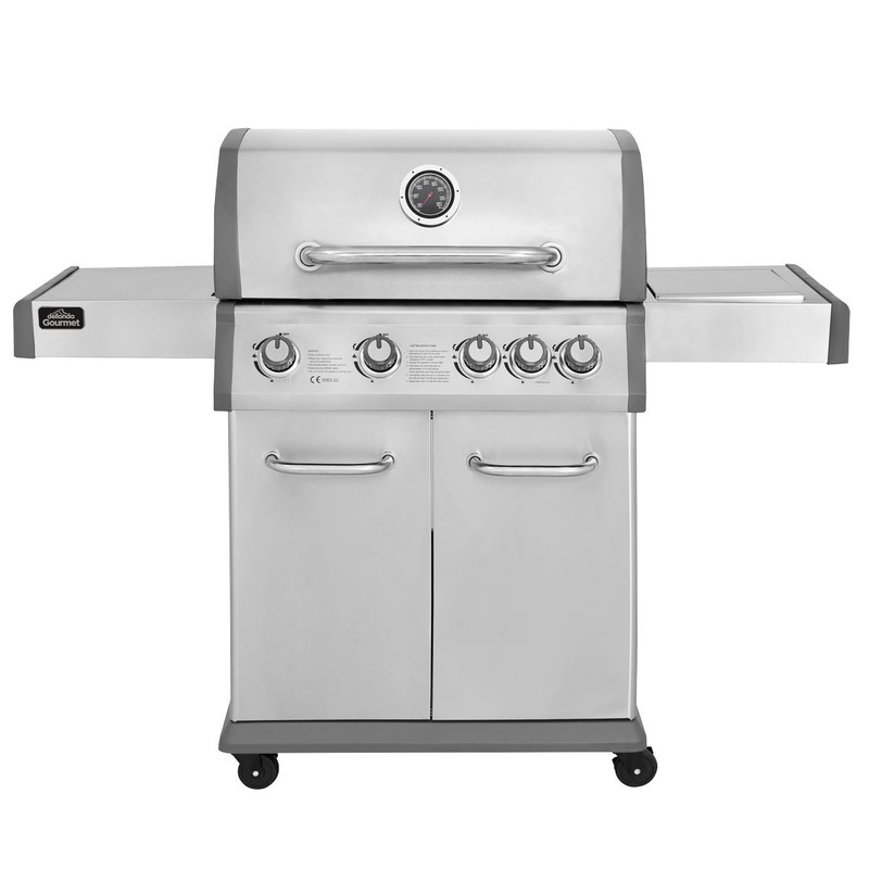 Dellonda 4+1 Burner Deluxe Gas BBQ Grill, Stainless Steel, Side Burner, Ignition