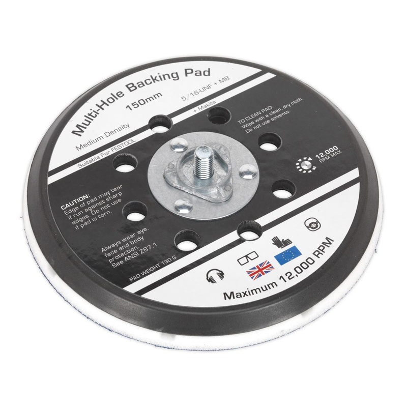 Sealey Universal Dust-Free Stick-On DA Backing Pad 150mm x 5/16"UNF & M8