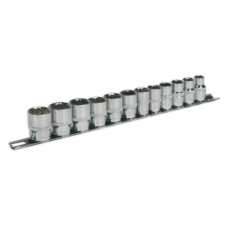 Sealey Premier Socket Set 12pc 3/8"Sq Drive 12pt WallDrive Metric