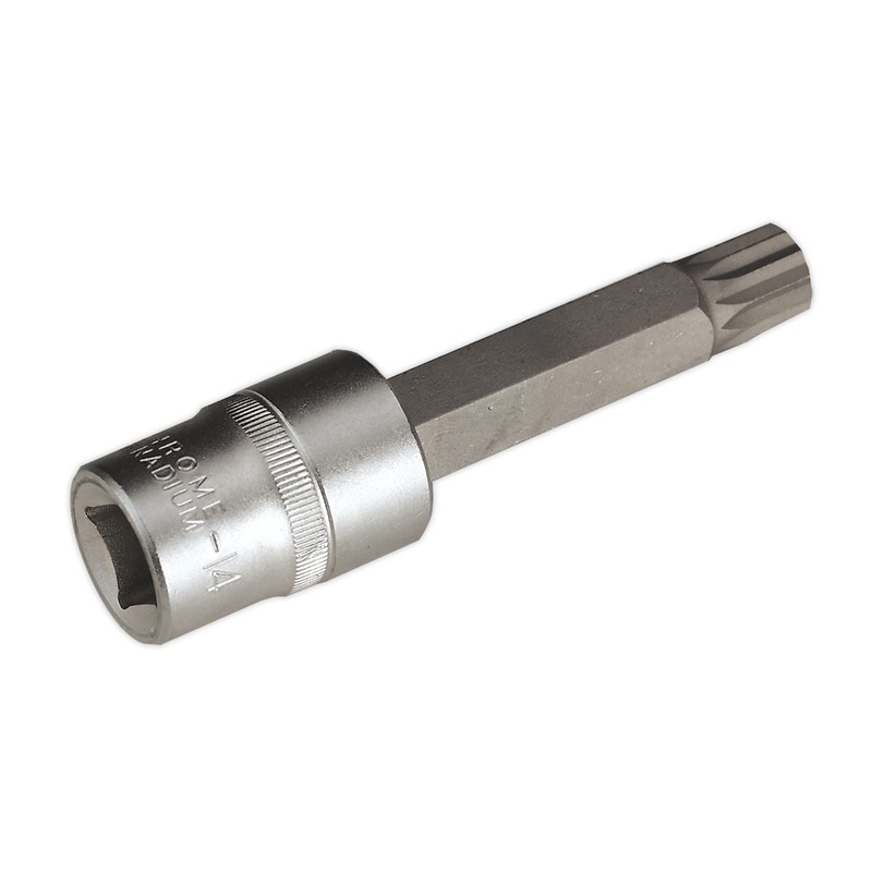 Sealey Premier Spline Socket Bit M14 Long 1/2"Sq Drive