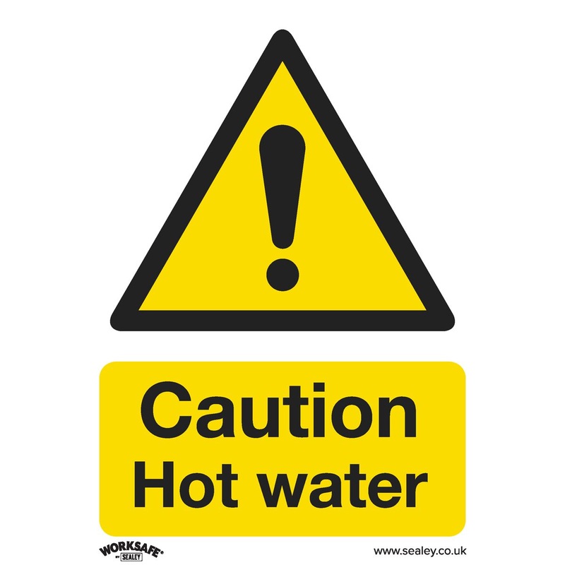 Worksafe by Sealey Warning Safety Sign - Caution Hot Water - Rigid Plastic
