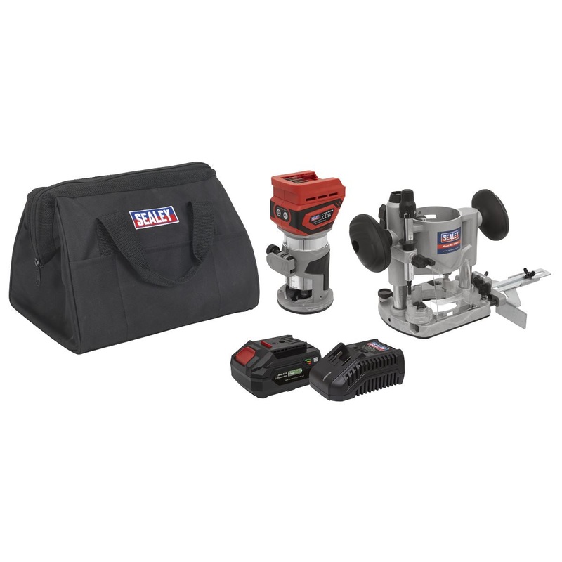 Sealey 20V SV20 Series Cordless Trimming Router Kit 4Ah - 1 Battery