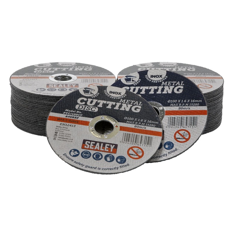 Sealey Cutting Disc Pack of 50 100 x 1.6mm 16mm Bore