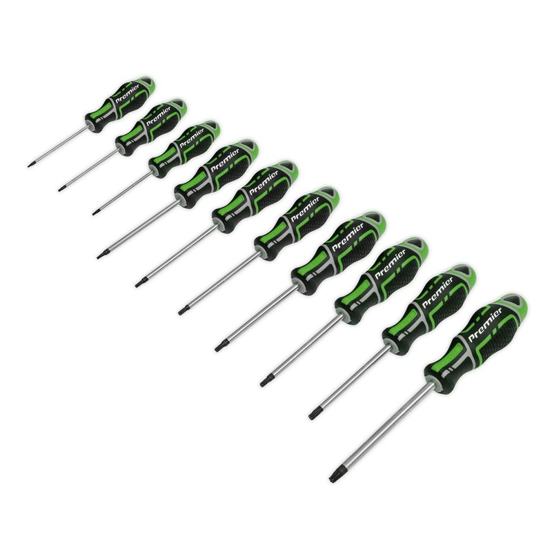 Sealey Premier Screwdriver Set 10pc TRX-Star* GripMAX - Hi-Vis Green