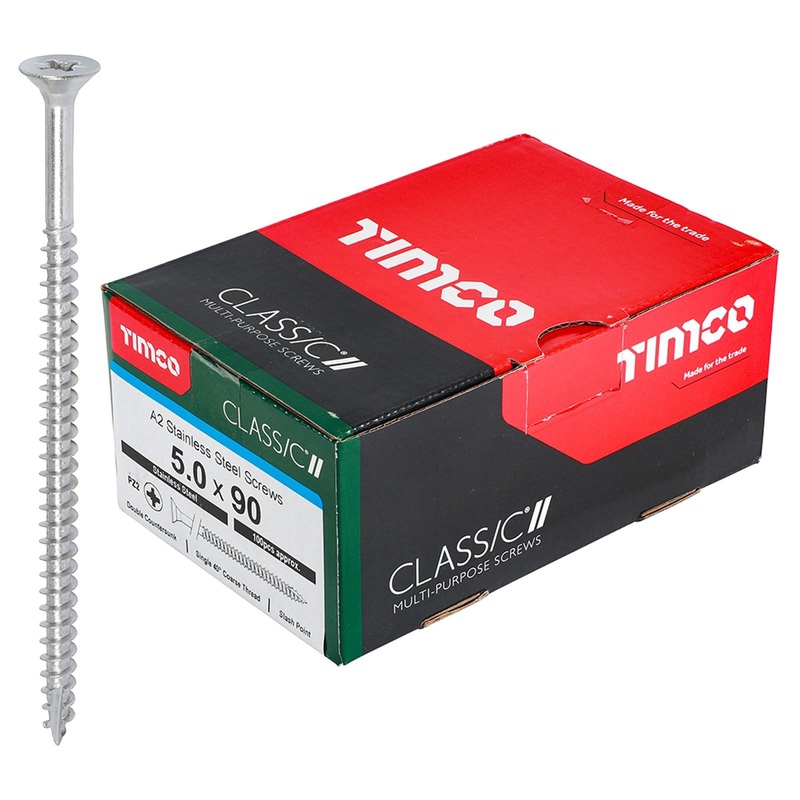 TIMCO Classic Multi Purpose Screws A2 Stainless Steel Double Countersunk Boxed - Choose Size