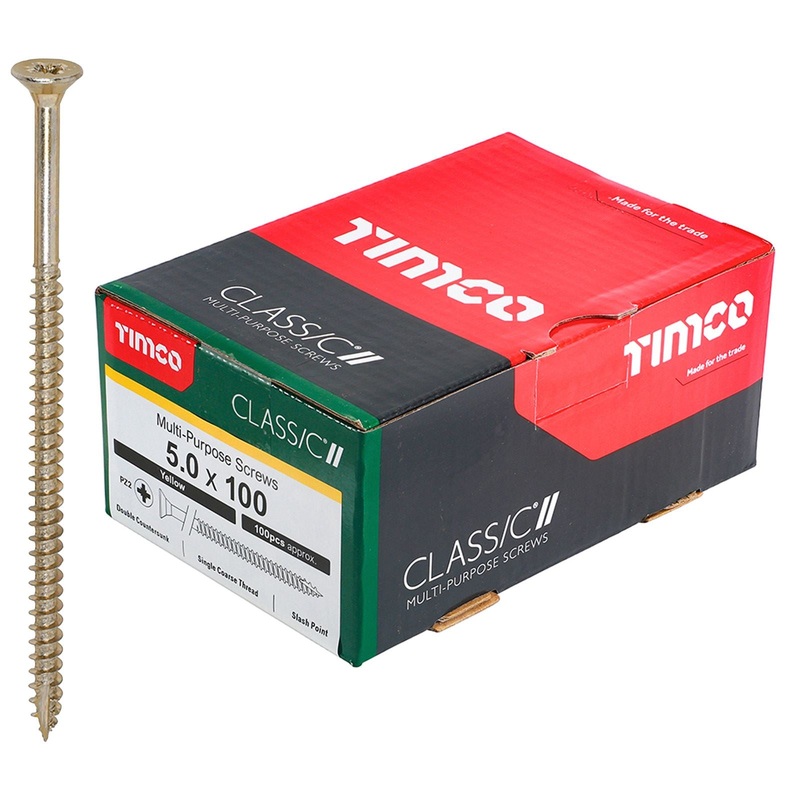 TIMCO Classic Multi Purpose Screws Pozi Head Double Countersunk Yellow Boxed - Choose Size