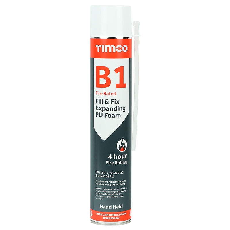 TIMCO B1 Fill and Fix Expanding PU Foam Fire Rated 750ml Can Hand Held