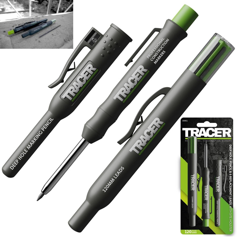 TRACER Deep Hole Pencil Marker with ALH1 6 Replacement Leads with Site Holster