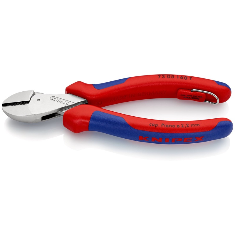Knipex X-Cut Diagonal Side Cutting Pliers 160mm Tether Point Multi Component Grips Chrome Plated 73 05 160 T