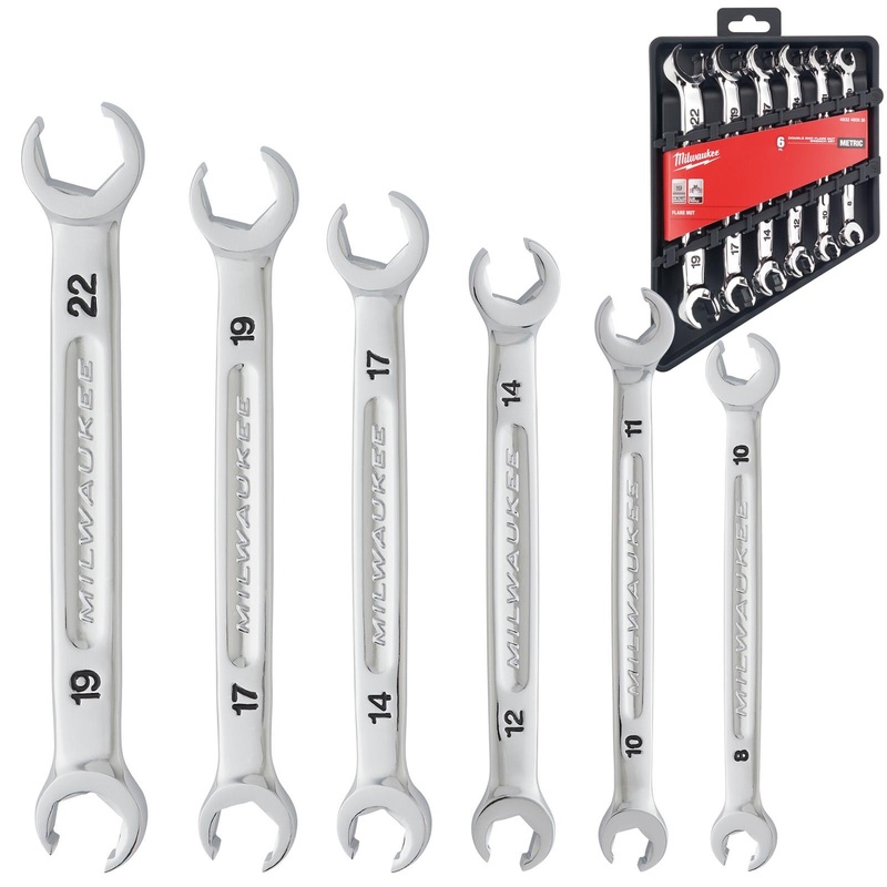 Milwaukee Flare Nut Brake Pipe Spanner Set 6 Piece Metric 8-22mm