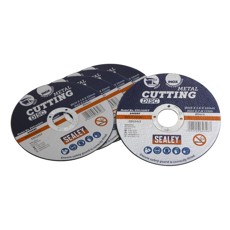 Sealey 5 Piece 115 x 1.6mm Cutting Disc 22mm Bore